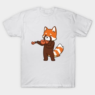 Comic red panda playing violin T-Shirt